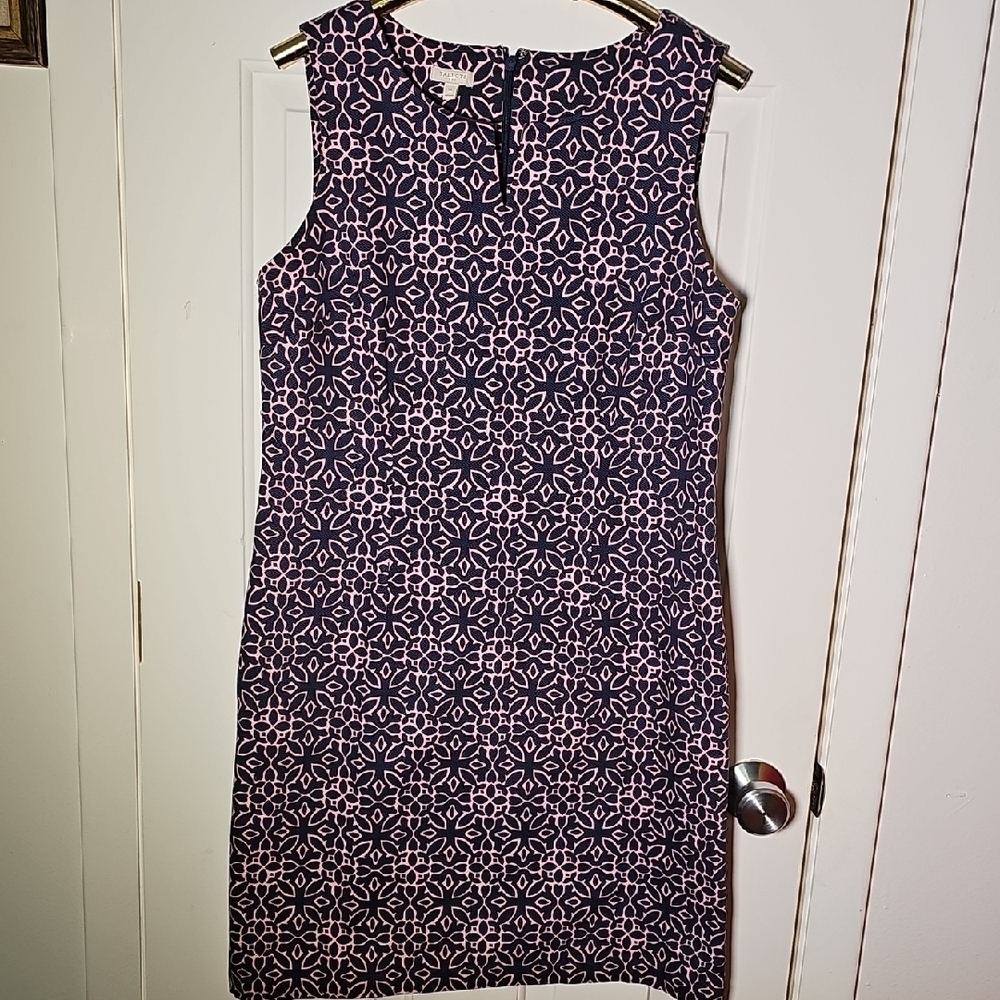 Talbots Sheath Dress With Pockets Sleevless Pink/blue. Excelent‎ Condition.